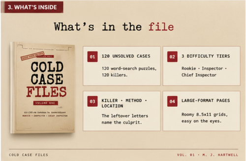Cold Case Files Murder Mystery Word Search Puzzle Book for Adults