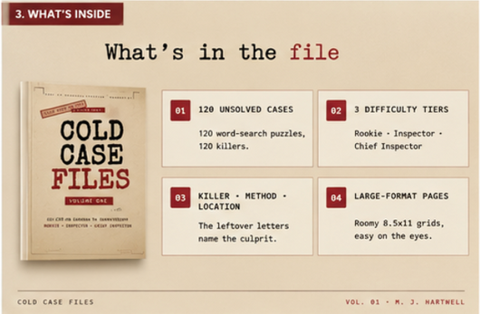Cold Case Files Murder Mystery Word Search Puzzle Book for Adults
